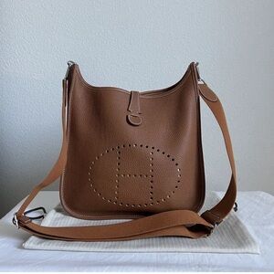 Hermes Taurillon Clemence Evelyne III PM Bag Palladium Hardware